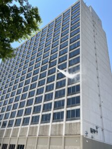 Drone-powered exterior window cleaning for a commercial building in New York City